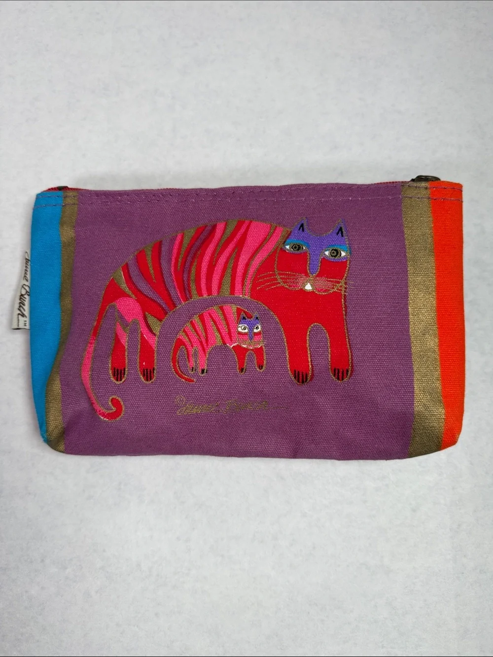 NWOT Laurel Burch Fantastic Felines Cat Organizer Makeup Jewelry Zip Bag Vintage